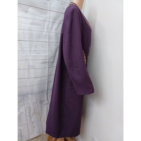 Vtg KB Stella Louise Long Duster Jacket Womens Purple Plum Beads Gold Thread 24W - Picture 5 of 12